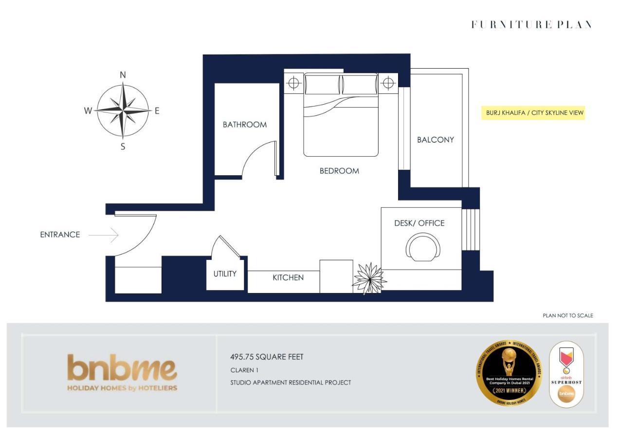Bnbmehomes - Elegant & Stylish Studio In Downtown - 502 Dubái Exterior foto